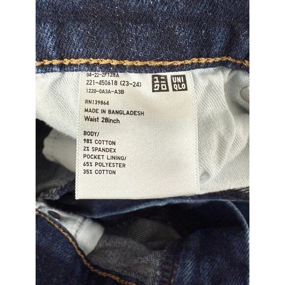 Uniqlo Sz 28 High Rise Slim Flared Jeans Blue Stretch Denim Pants - Picture 11 of 14